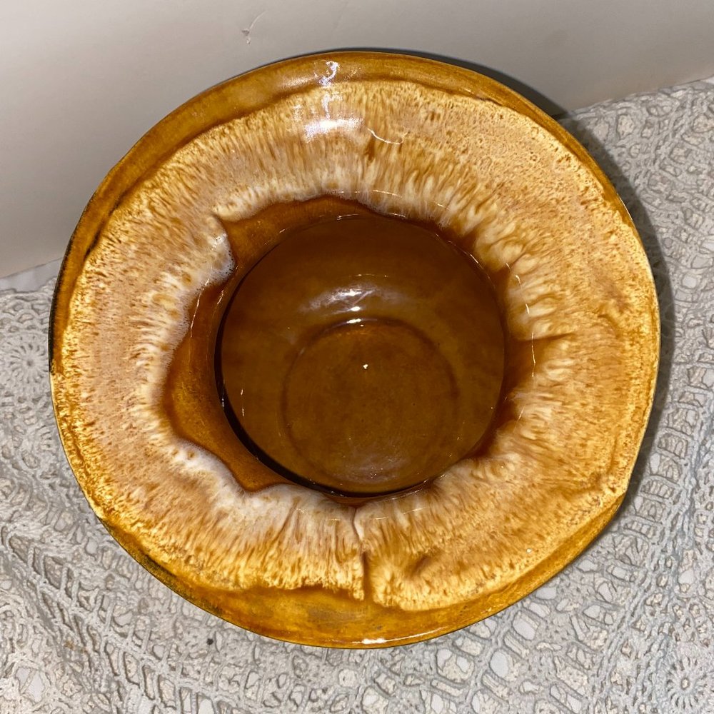 Drip Glaze USA Pottery Spittoon Mid Century Man Cave Decor Halloween